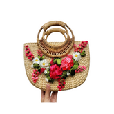 Water Hyacinth Bag Embroidered With Flowers 2